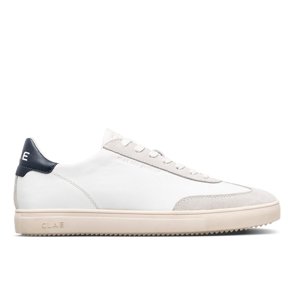 CLAE DEANE Shoes Mens USA584-C21 In White Leather Navy